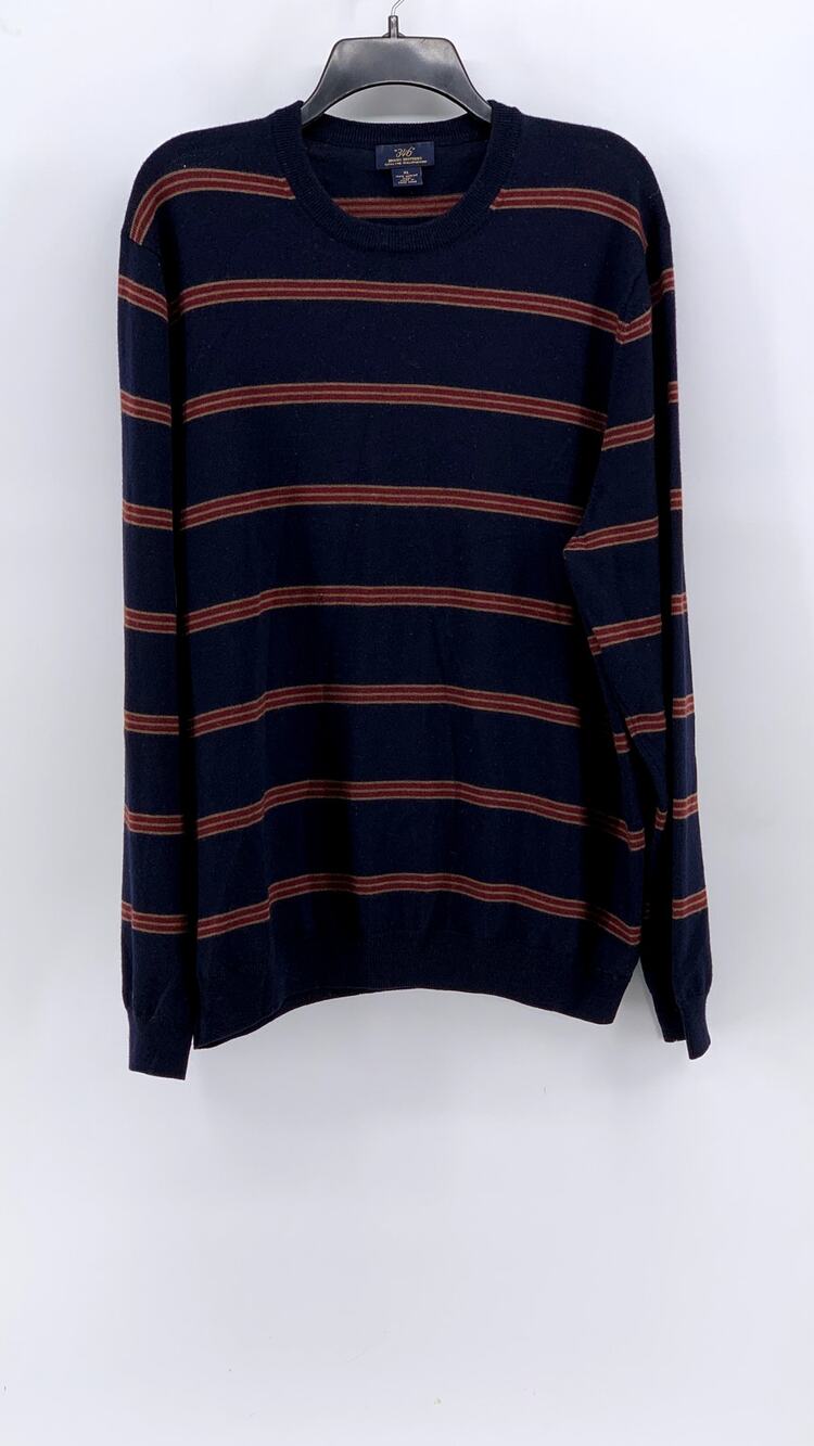 BROOKS BROTHERS 346 Men's Vintage Navy-Red Striped Wool Sweater SZ XL